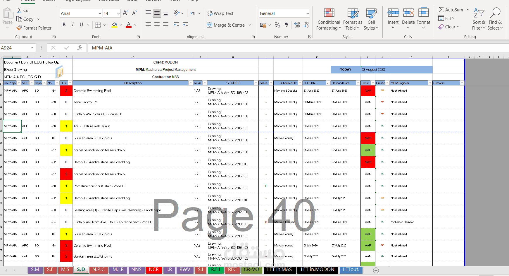 بيان لأعمال خلال مشروع إنشائي على مدار 3 سنوات