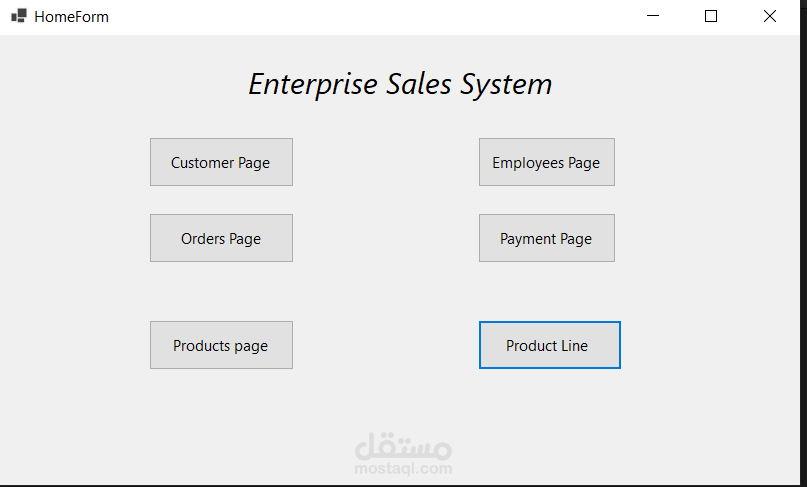 تصميم نظام إدارة مبيعات (Enterprise Sales System) بواجهة Windows Forms محاكاة باستخدام HTML/CSS