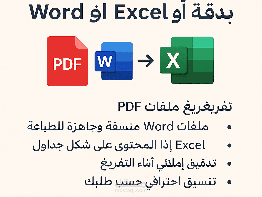 تفريغ ملفات pdf/world/excel