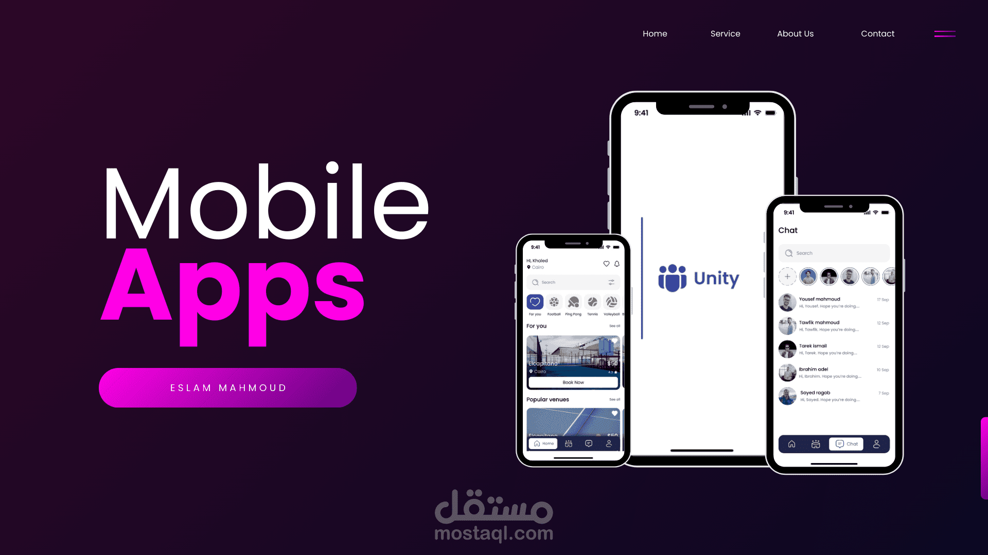 تصميم تطبيق لحجز ملعب بادل Unity