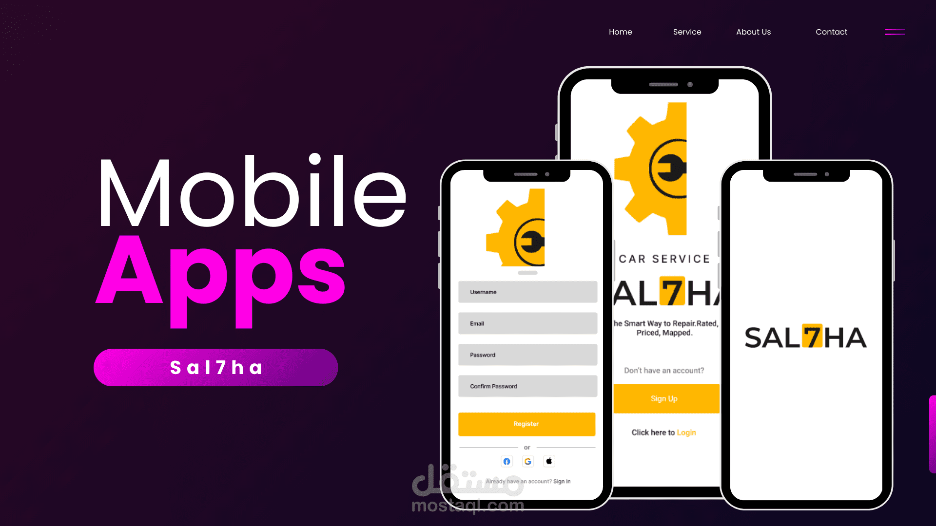 تصميم واجهة مستخدم احترافيه عن ابلكيشن لتصليح السيارات Sal7ha