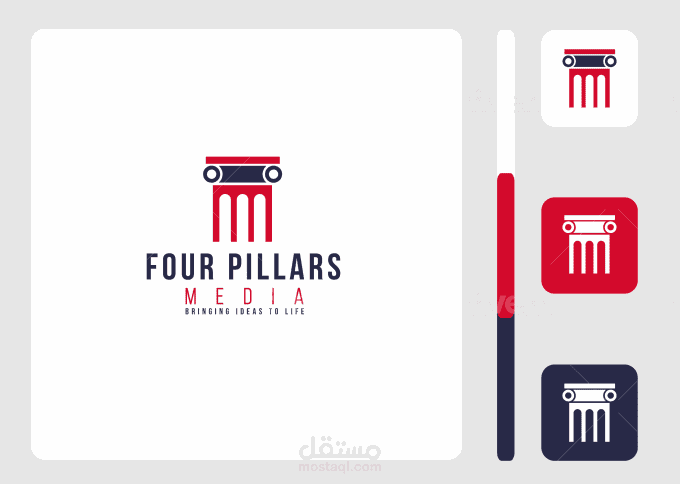 four pillars media logo تصميم شعار