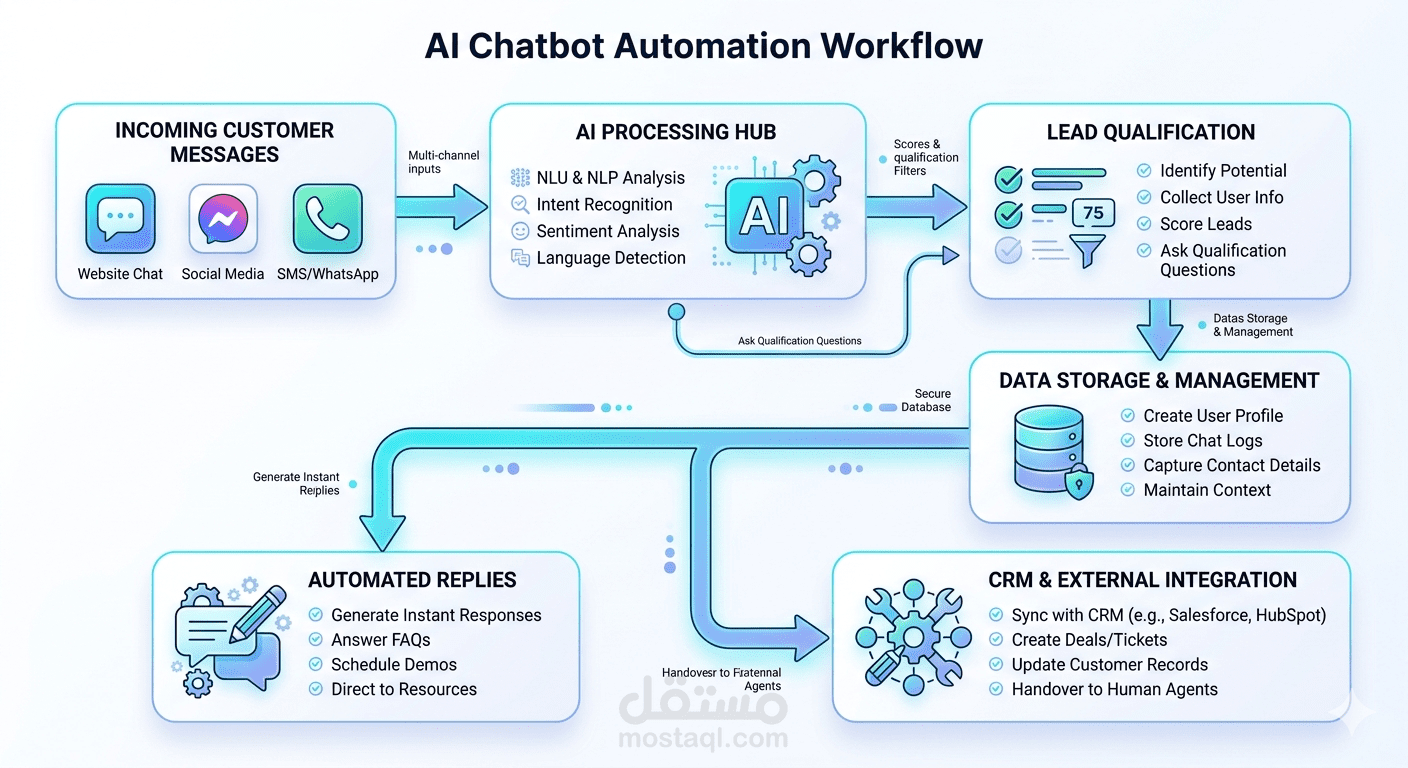 أتمتة الرد على العملاء (Auto DM / Chatbot)