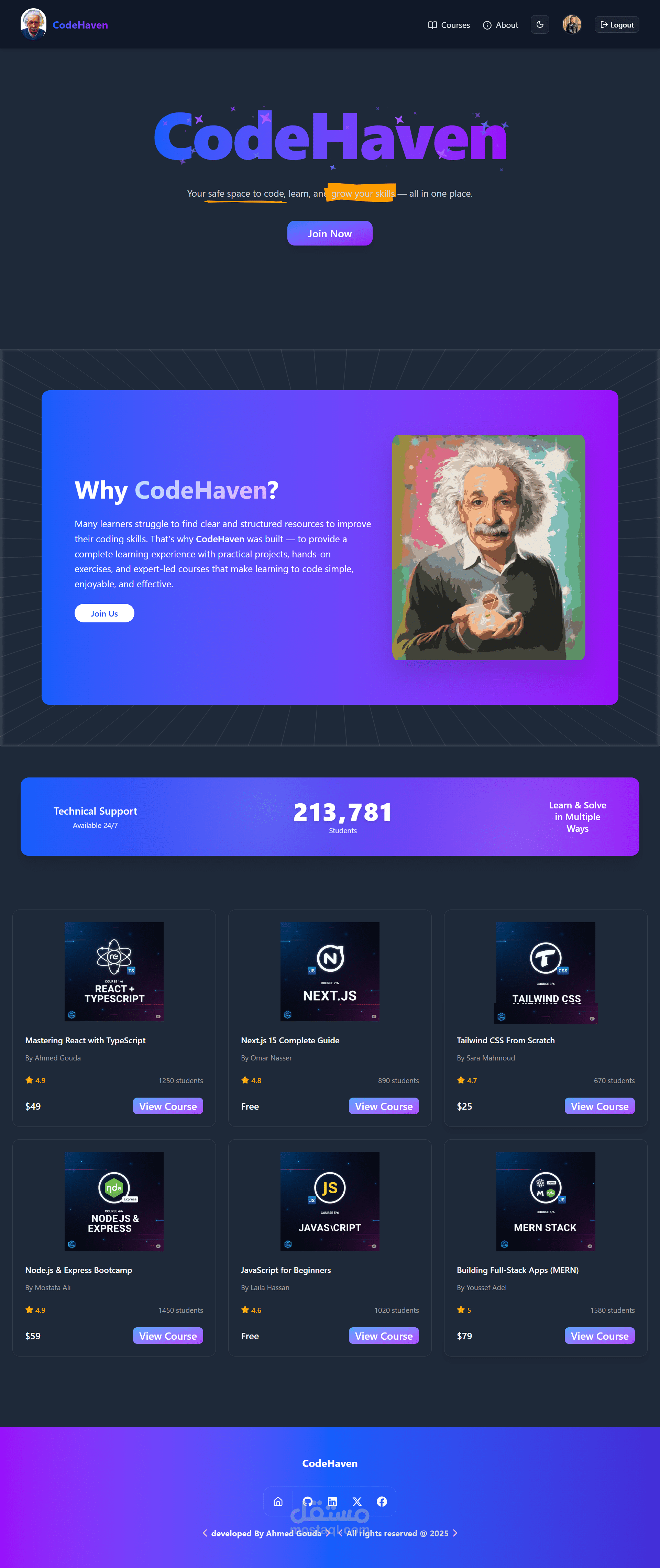 CodeHaven - منصة تعليمية تفاعلية مبنية بـ Next.js
