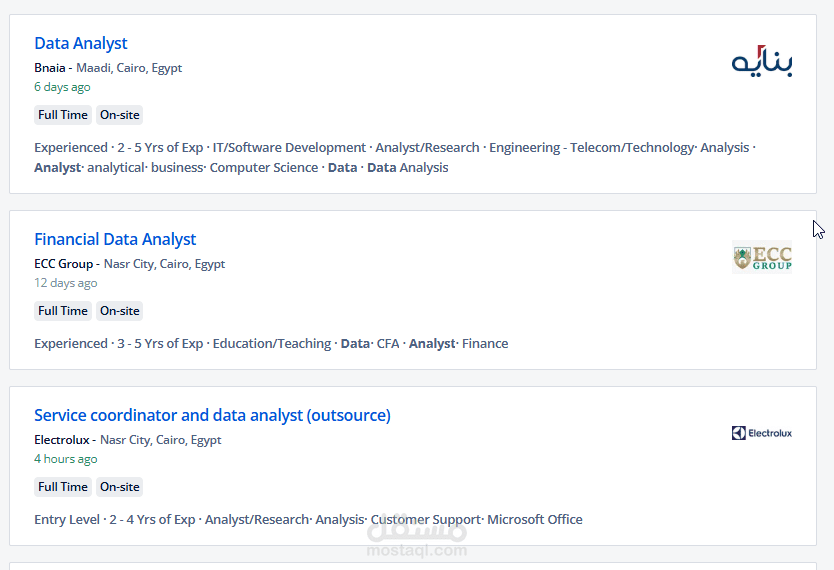 Python: سحب و تحليل سوق العمل لمحللي البيانات في Wuzzuf