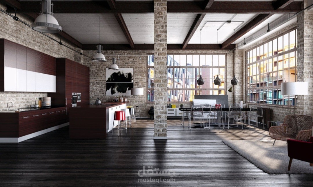 تصميم مطبخ على طراز صناعي