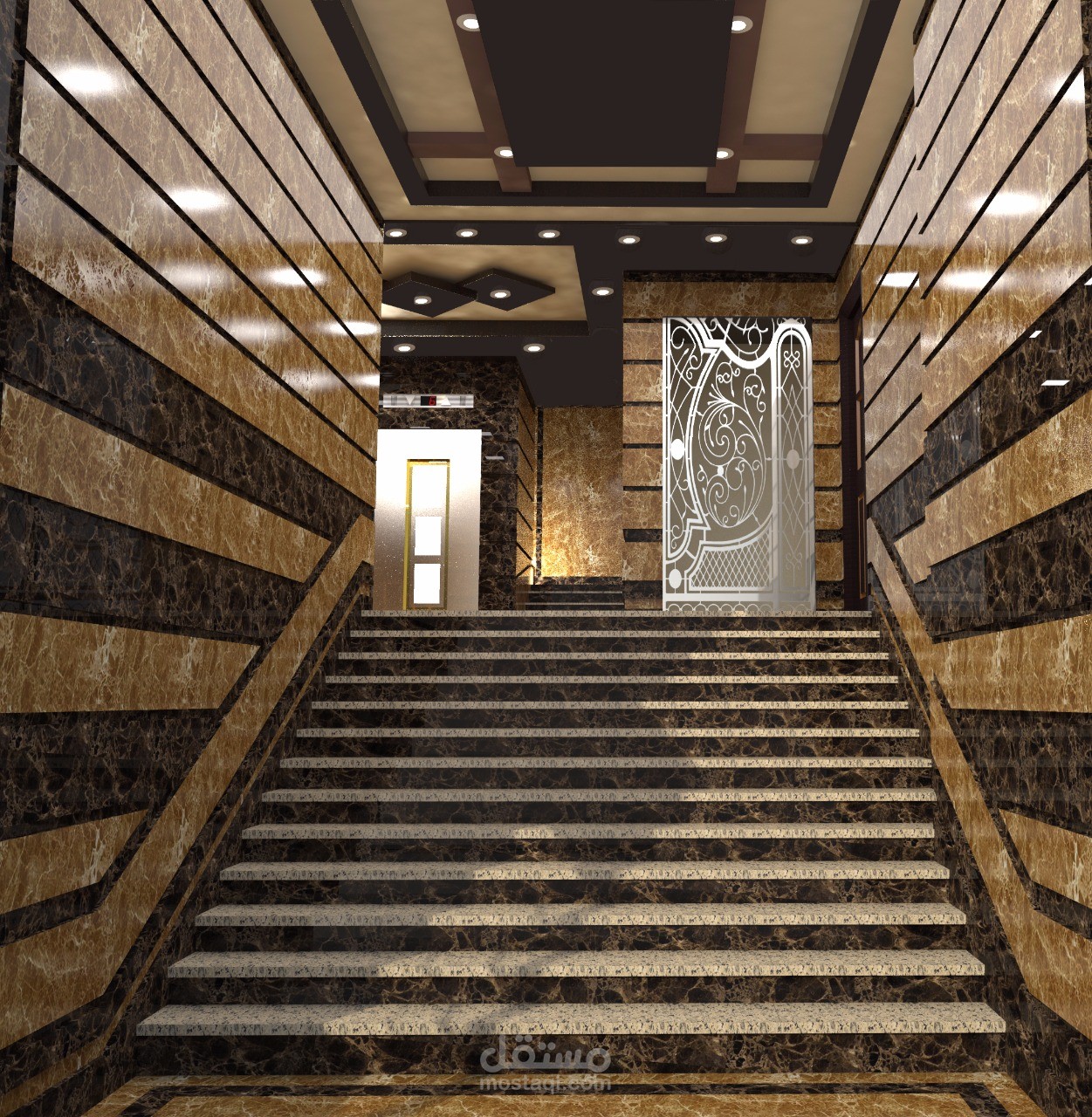 تصميم مدخل برج رخام امبرادور غامق وفاتح