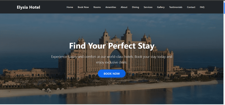 موقع إلكتروني متكامل لفندق Elysia Hotel