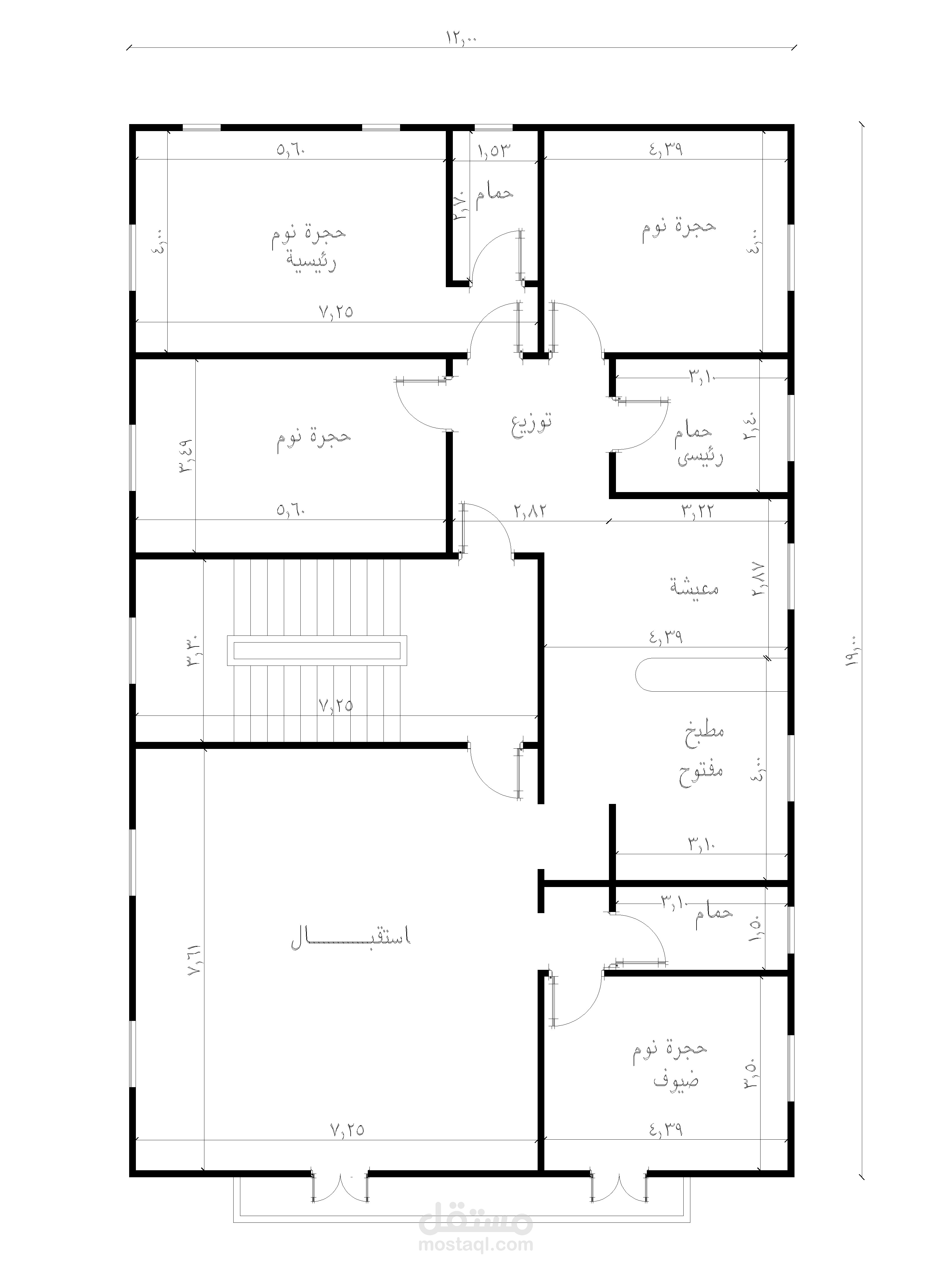 تصميم معمارى لدور متكرر فى عمارة سكنية