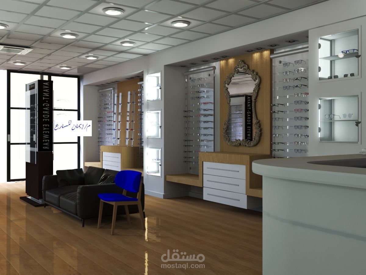 محل نظارات تصميم داخلى optical shop