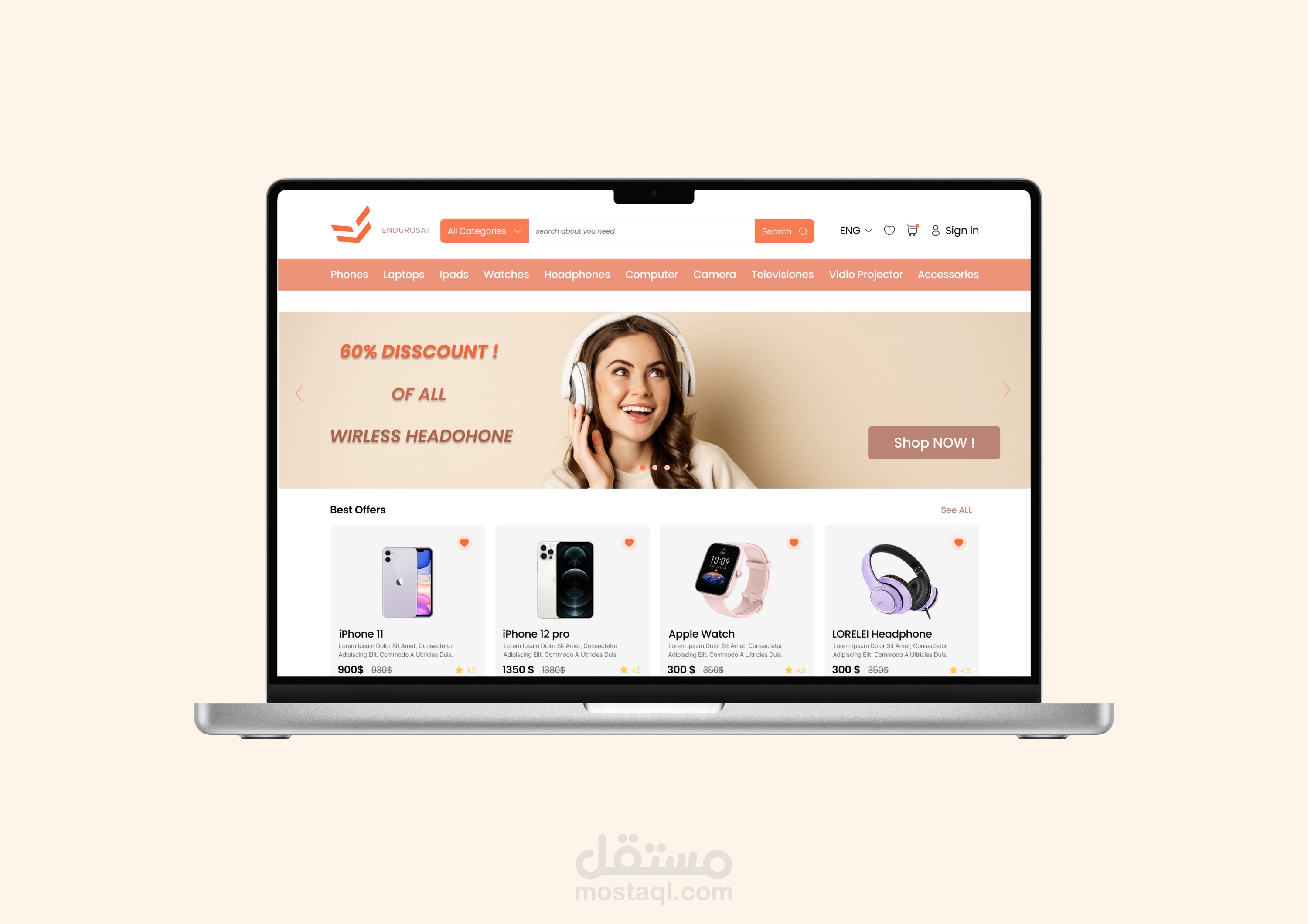 تصميم موقع لبيع الأجهزة الالكترونية