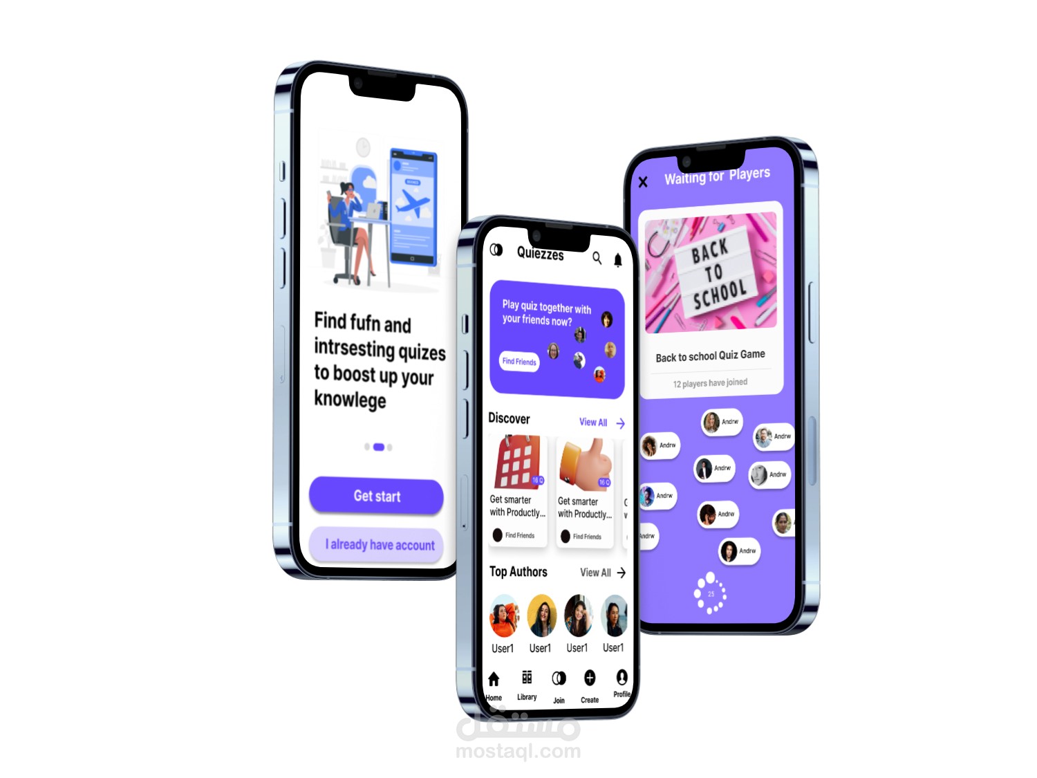 تصميم UI/UX لتطبيق اختبارات
