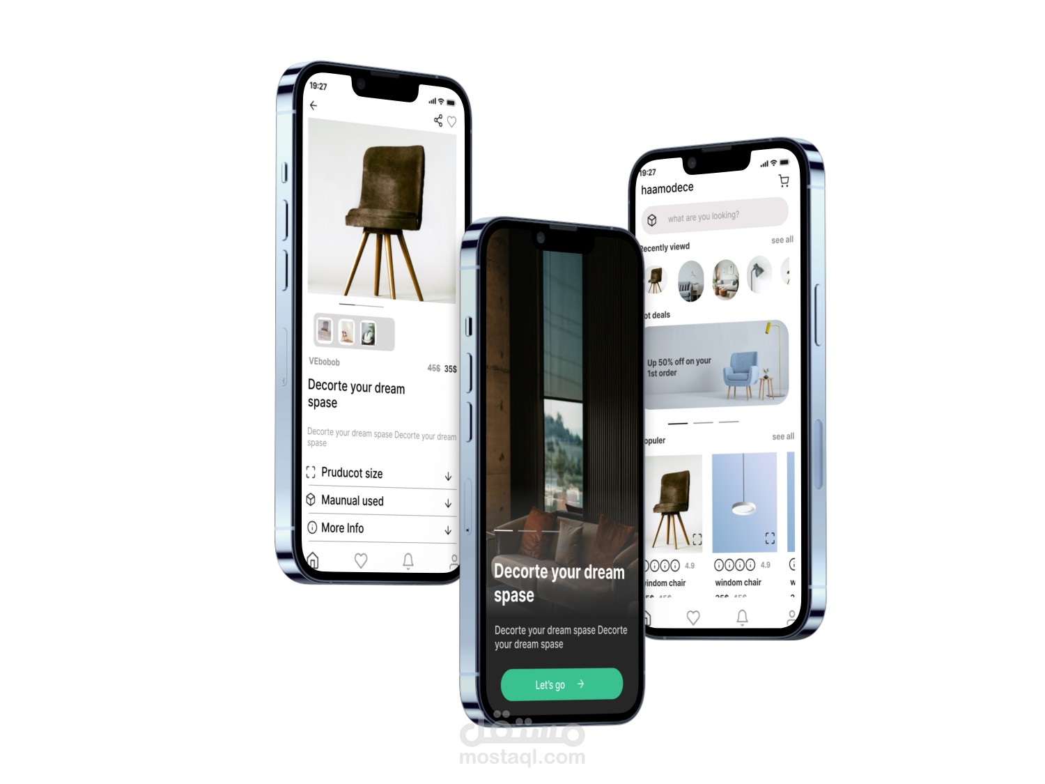 تصميم UI/Ux تطبيق شراء اثاث منزلي