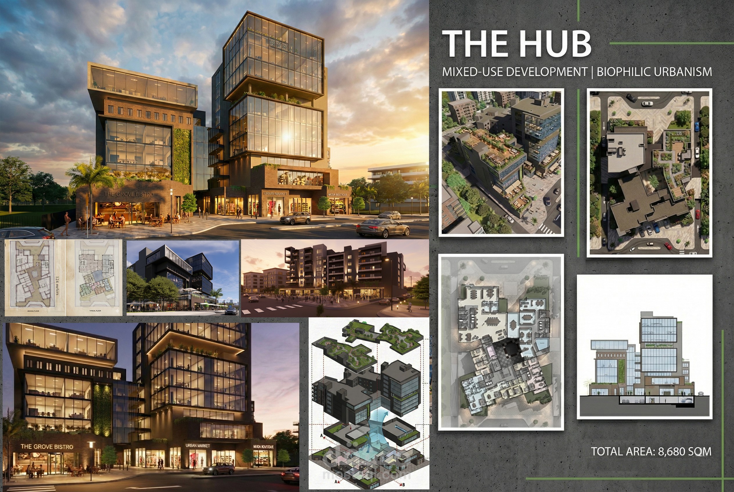 مجمع Mixed-Use (The Hub): رؤية معمارية بيوفيلية ترتقي بالنسيج الحضري في مصر
