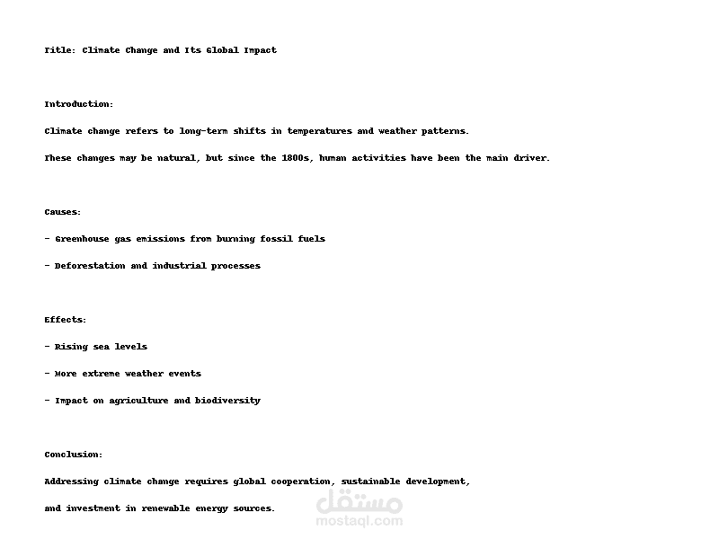 Academic Research on Climate Change – Structured & Plagiarism-Free