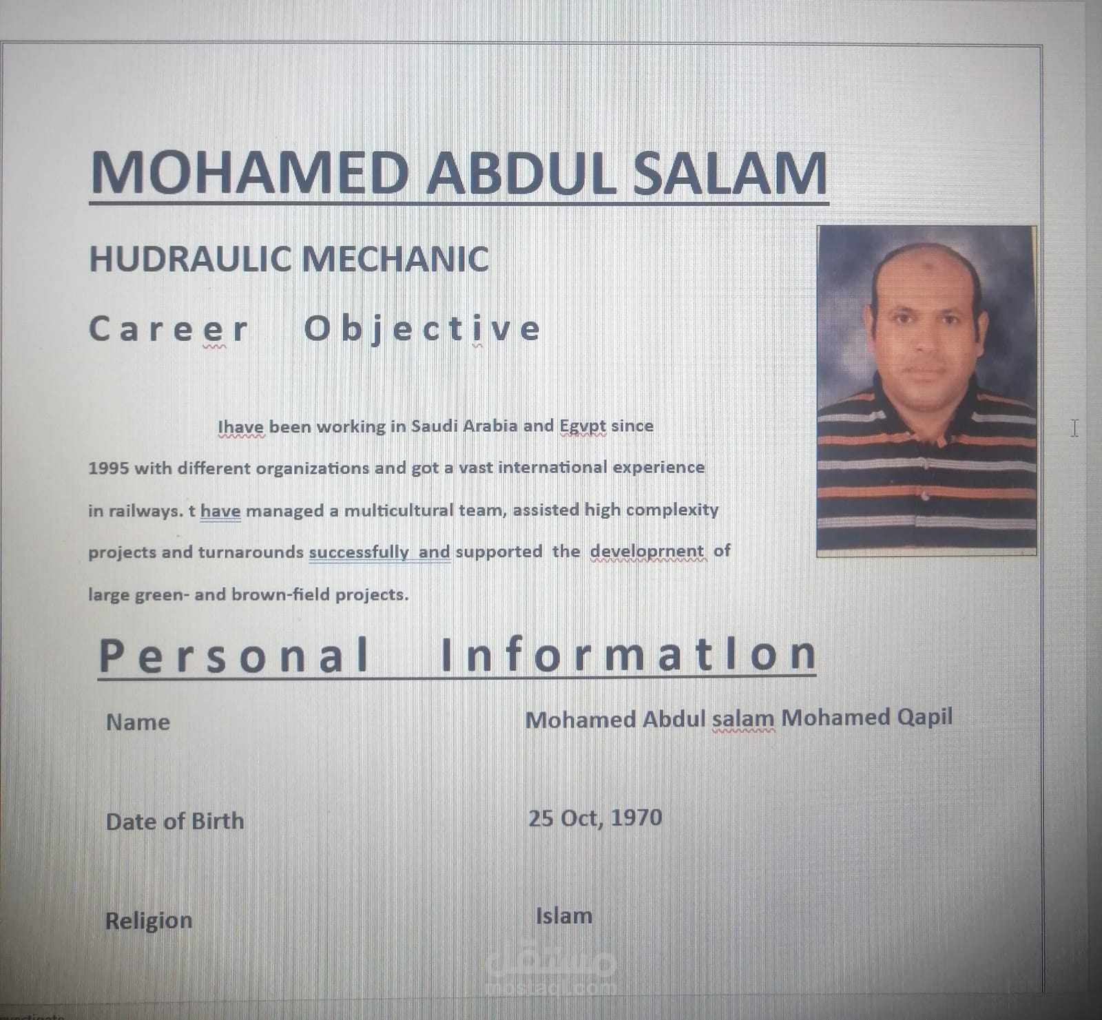عمل cv وترجمه وتنسيق بعض البيانات