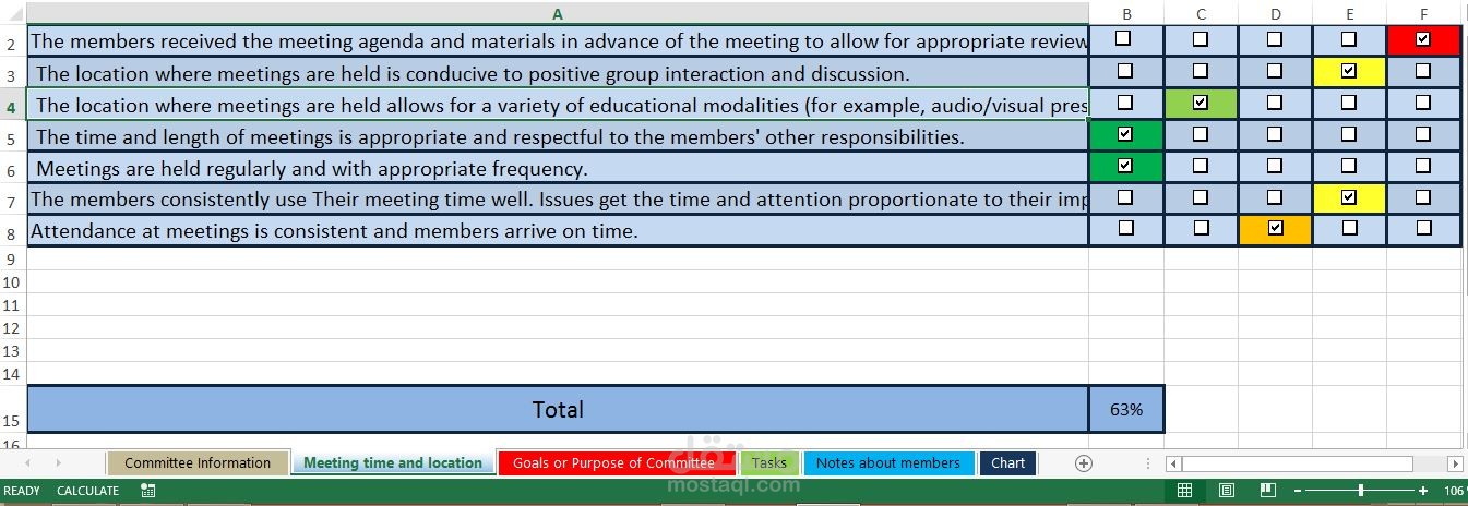 Evaluation system for student chapters