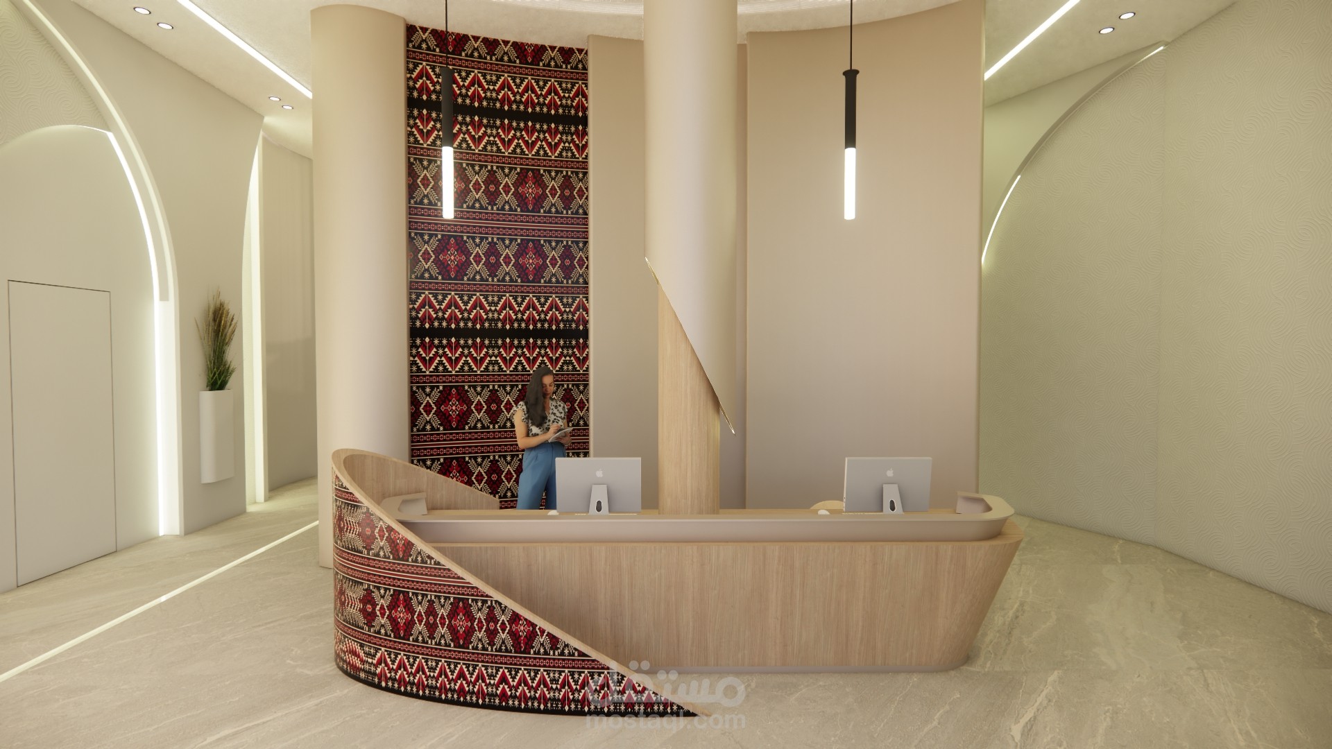 تصميم مكتب استقبال لمتحف وطني فللسطيني