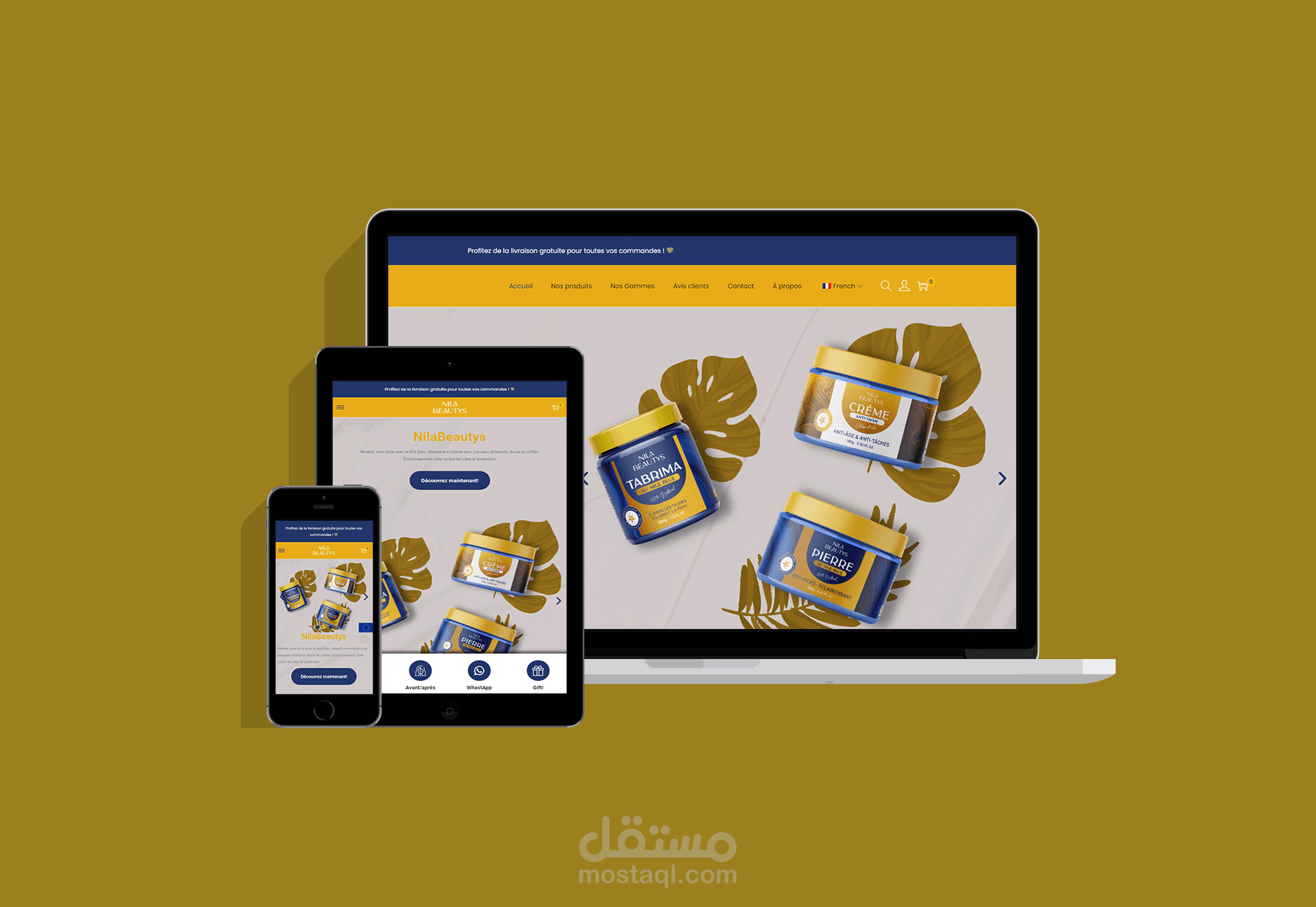 تصميم و انشاء موقع الكتروني لشركة التجميل Nilabeautys