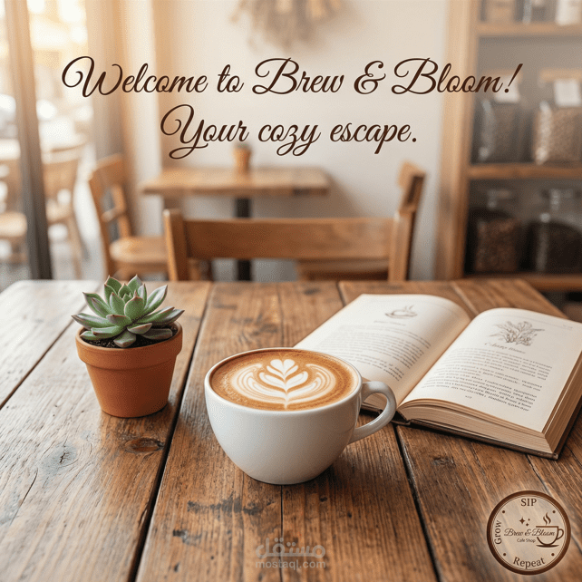 تصميم إشعار وبوستات سوشيال ميديا لبراند قهوة