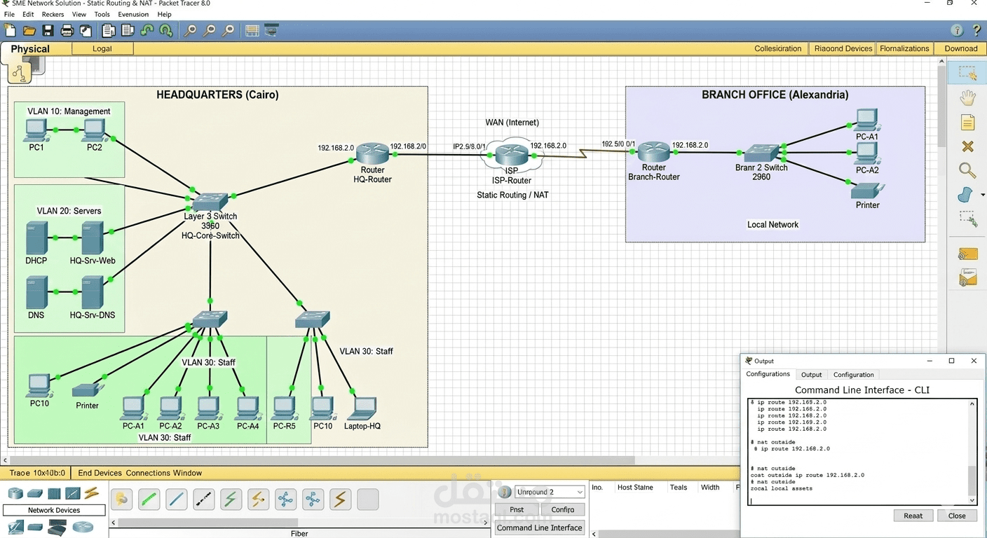 مشروع Cisco Packet Tracer