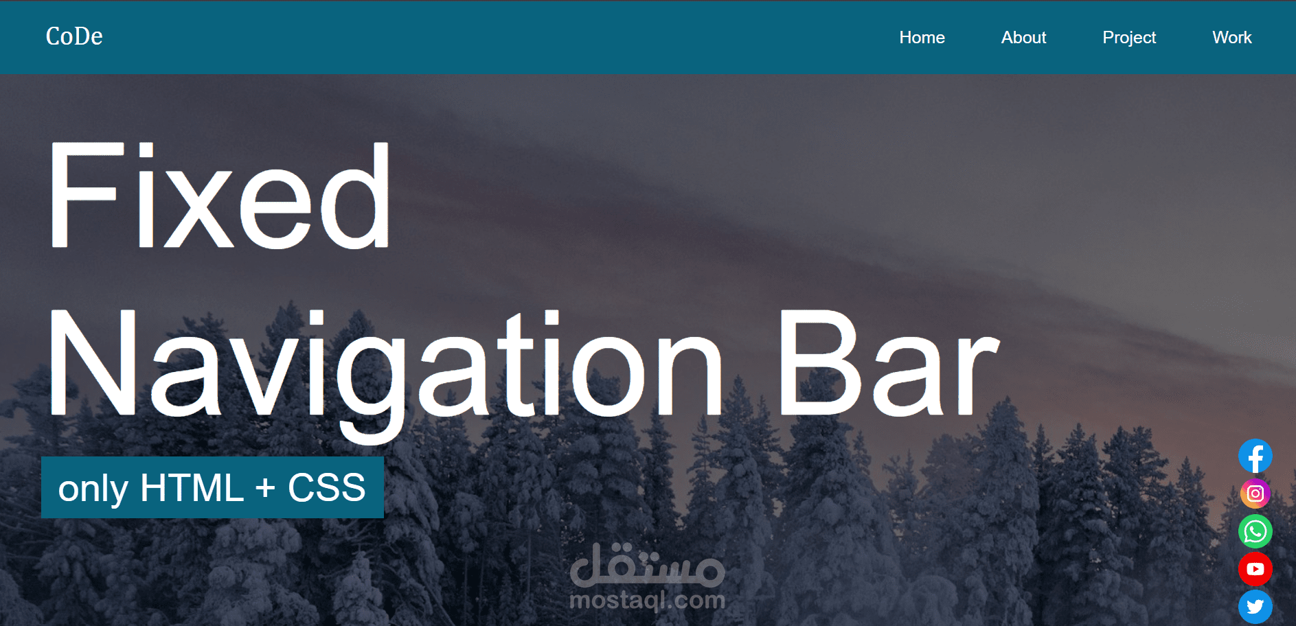 Fixed Navigation Bar Landing Page (HTML & CSS)