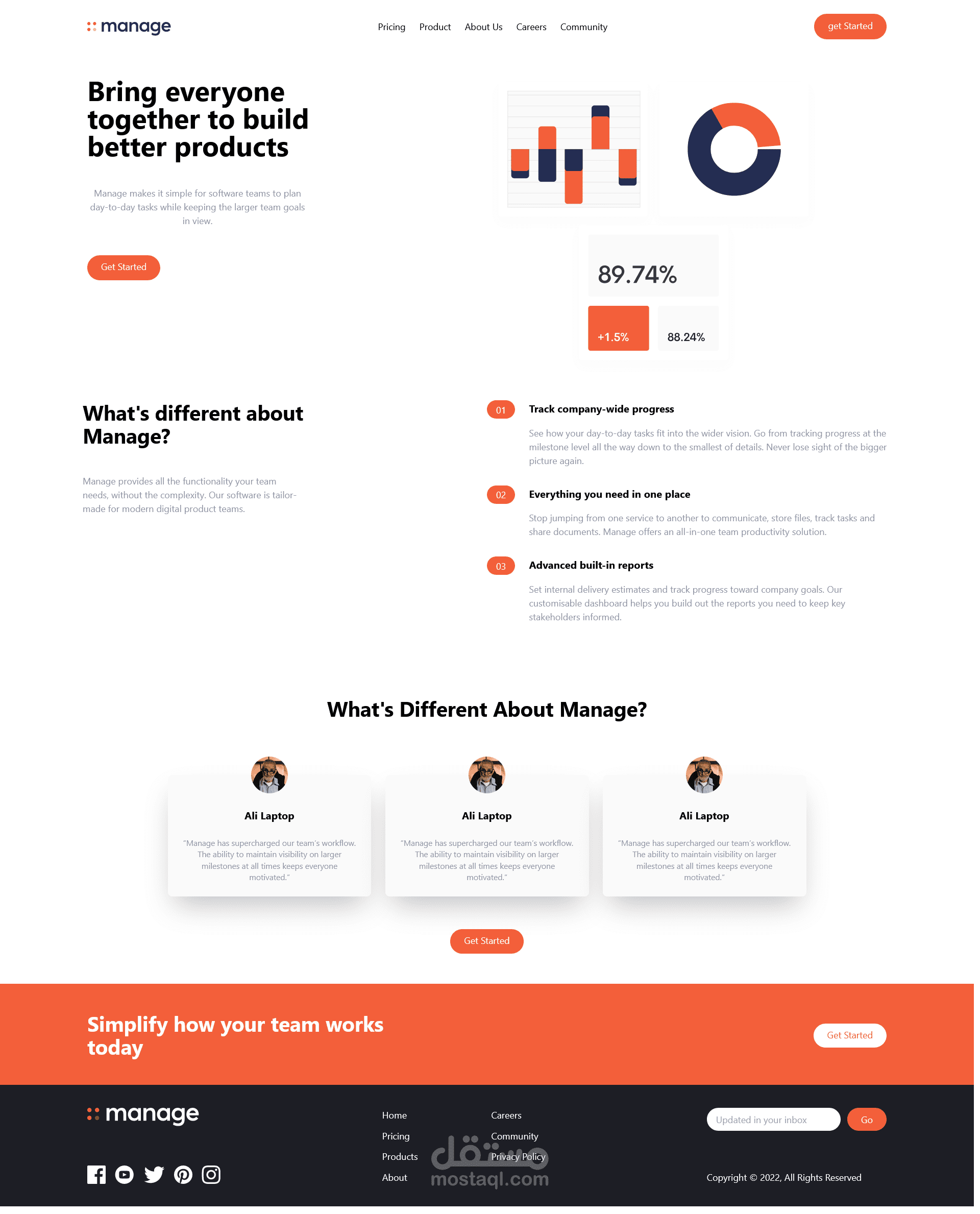 تصميم صفحه هبوط ب tailwindcss