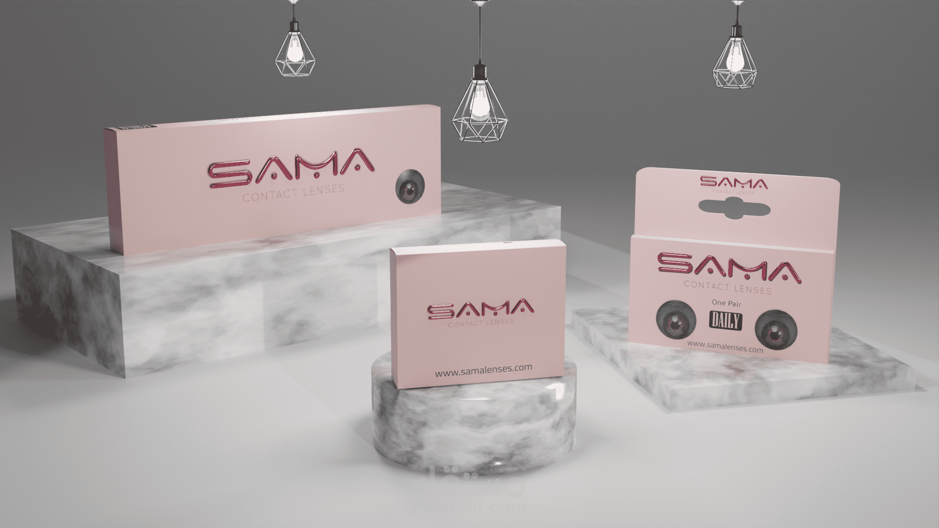 تصميم ثلاثي الابعاد لمنتج عدسات ( SAMA Lenses )