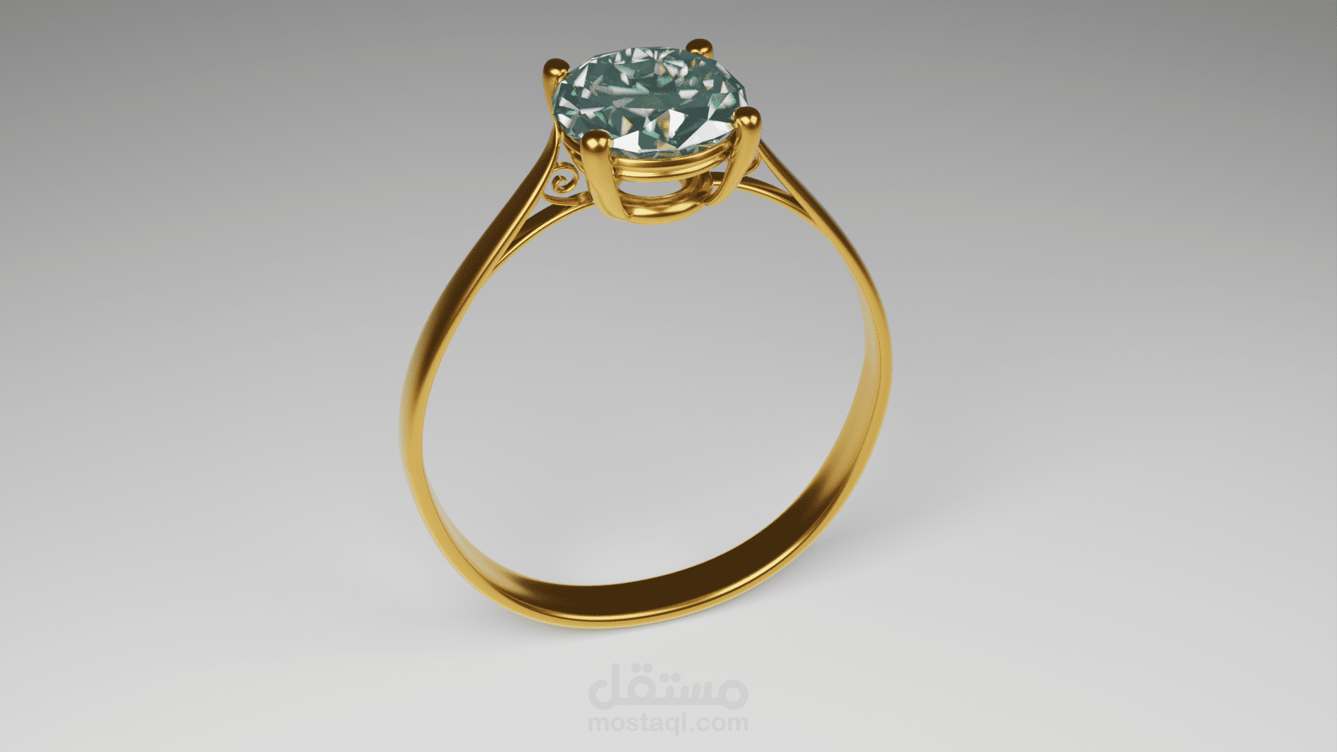 تصميم ثلاثي الابعاد لخاتم ذهب ( Golden Ring )