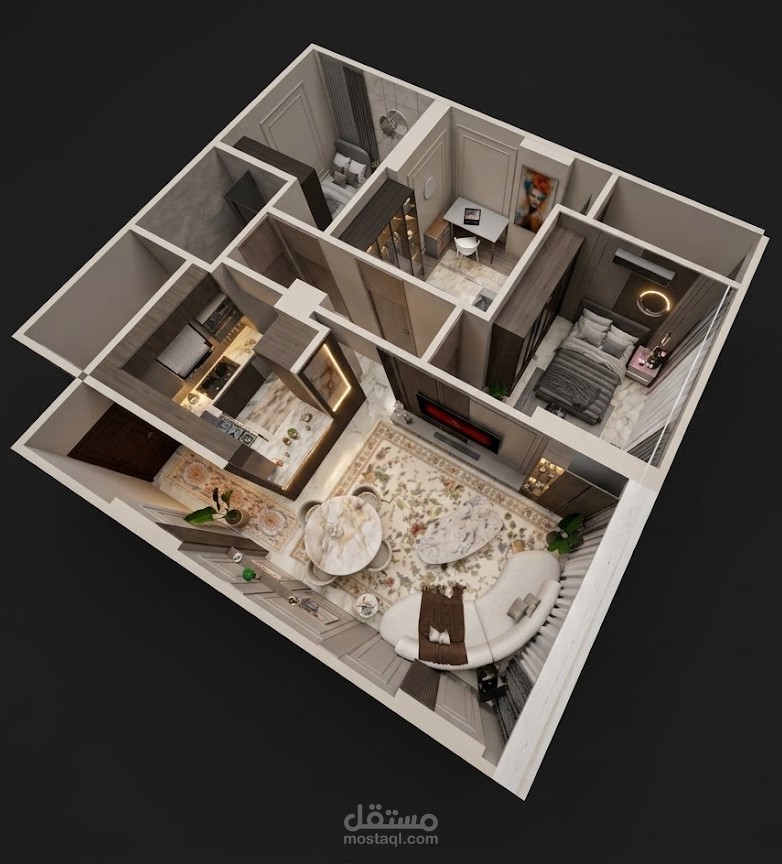 تصميم وتعديل مسار الحركة لشقة سكنية