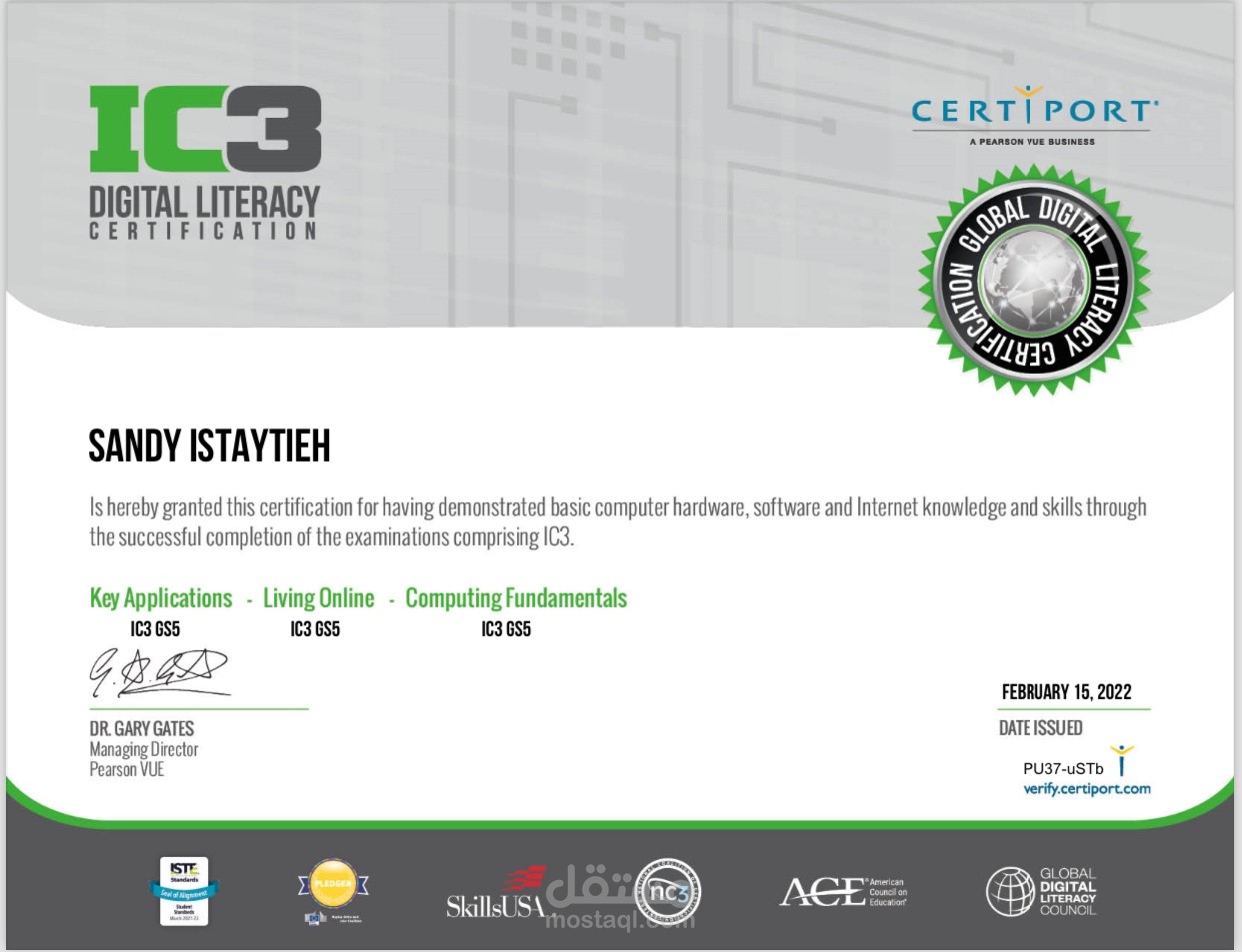 Internal And Computer Core Certificate (IC3)