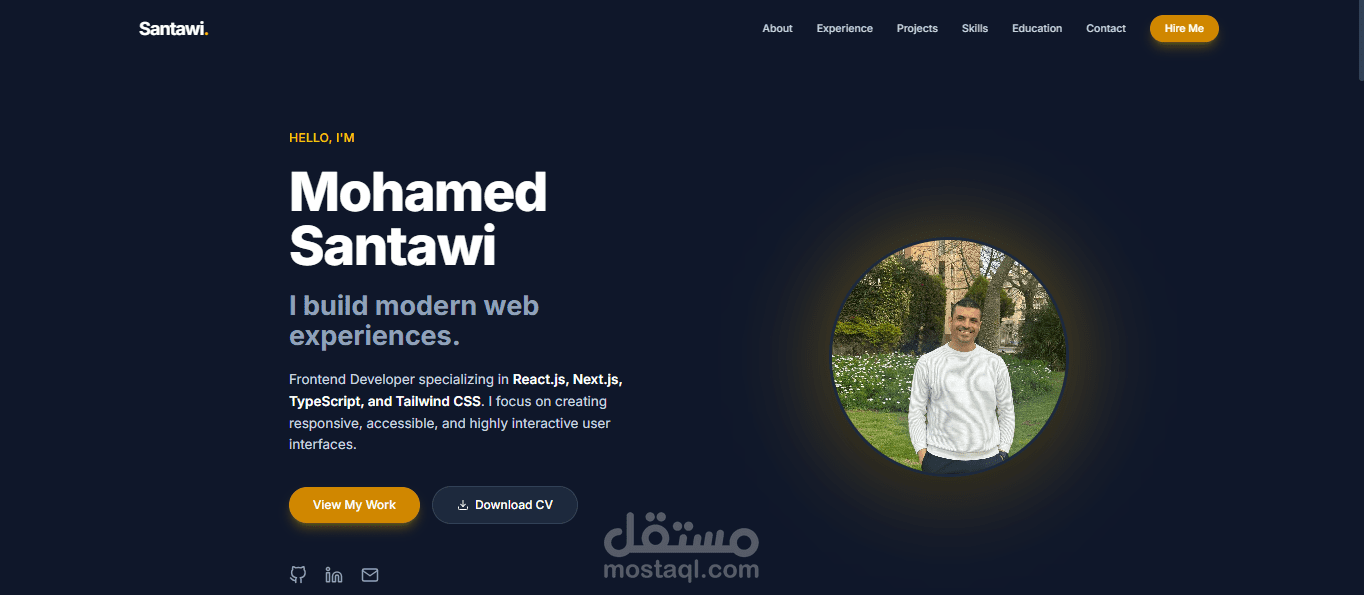 تصميم وتطوير موقع بورتفوليو احترافي بـ Next.js وTailwind CSS
