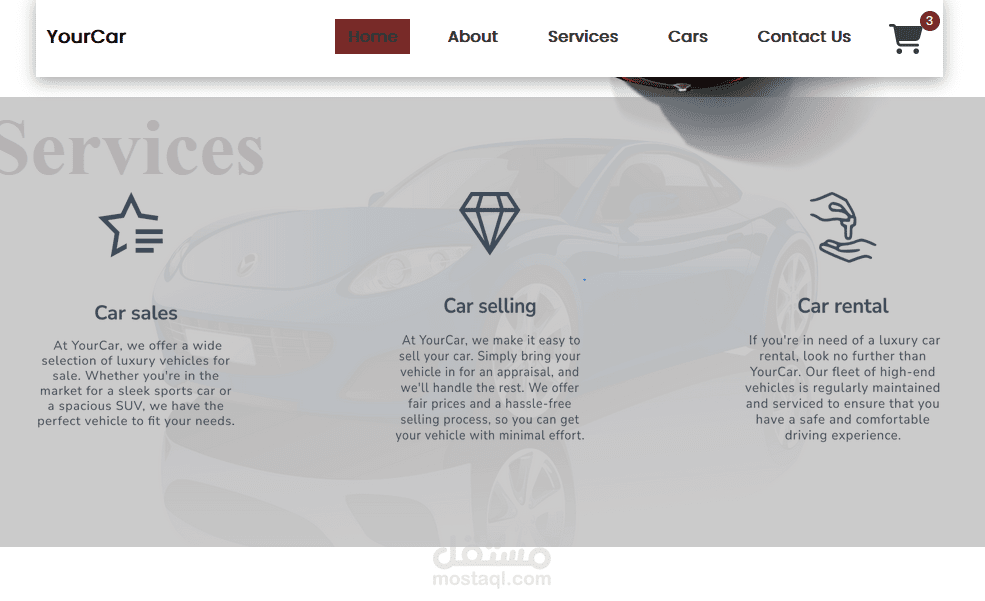 car landing page and add to cart