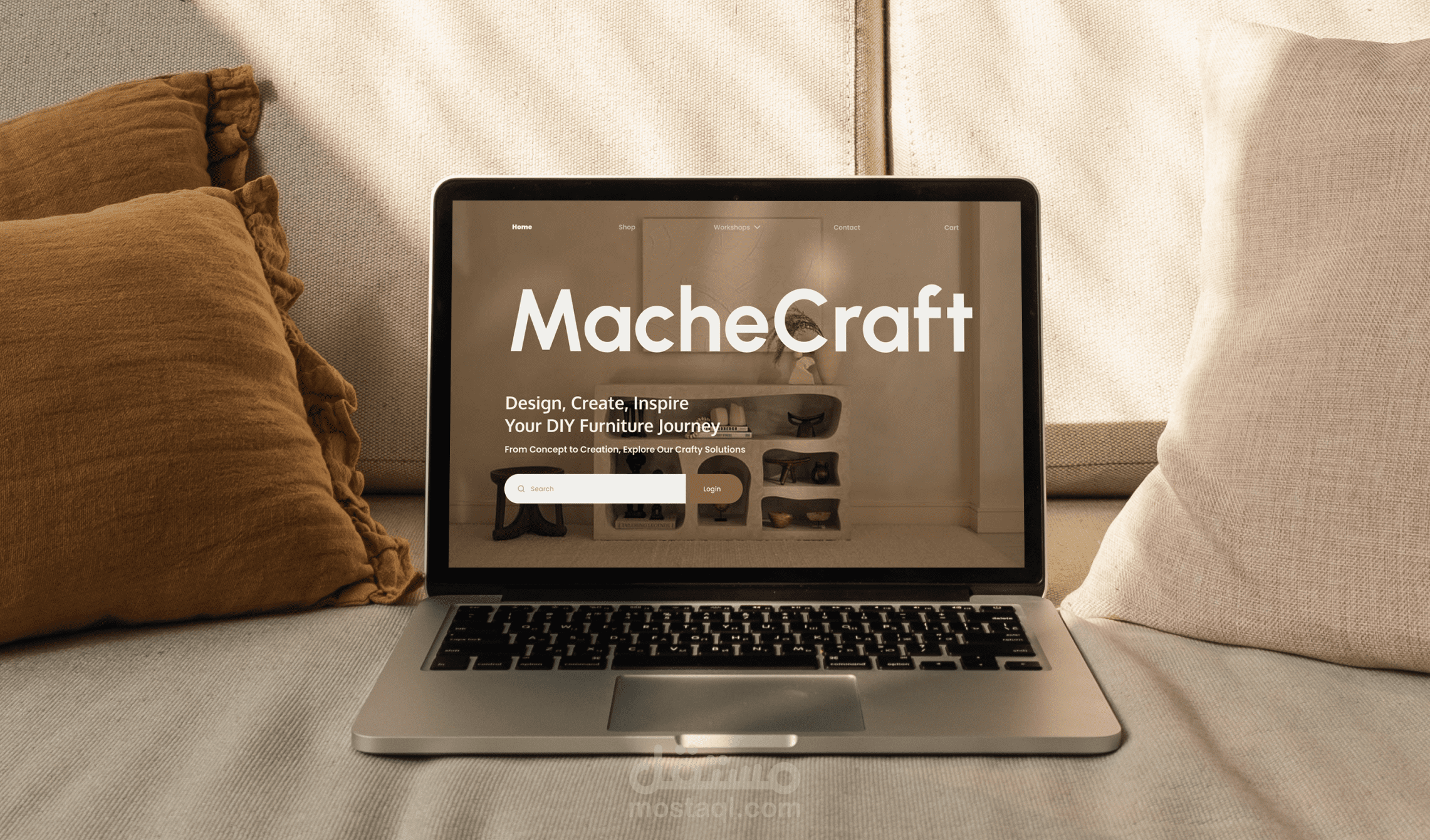 تصميم الصفحة الرئيسية لموقع "MacheCraft" – بيع وتعلم فنون البيبر ماشِ