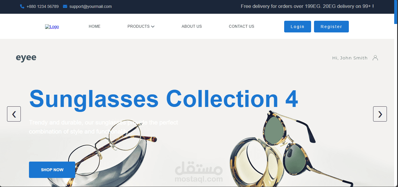Bazario - منصة تجارة إلكترونية للنظارات