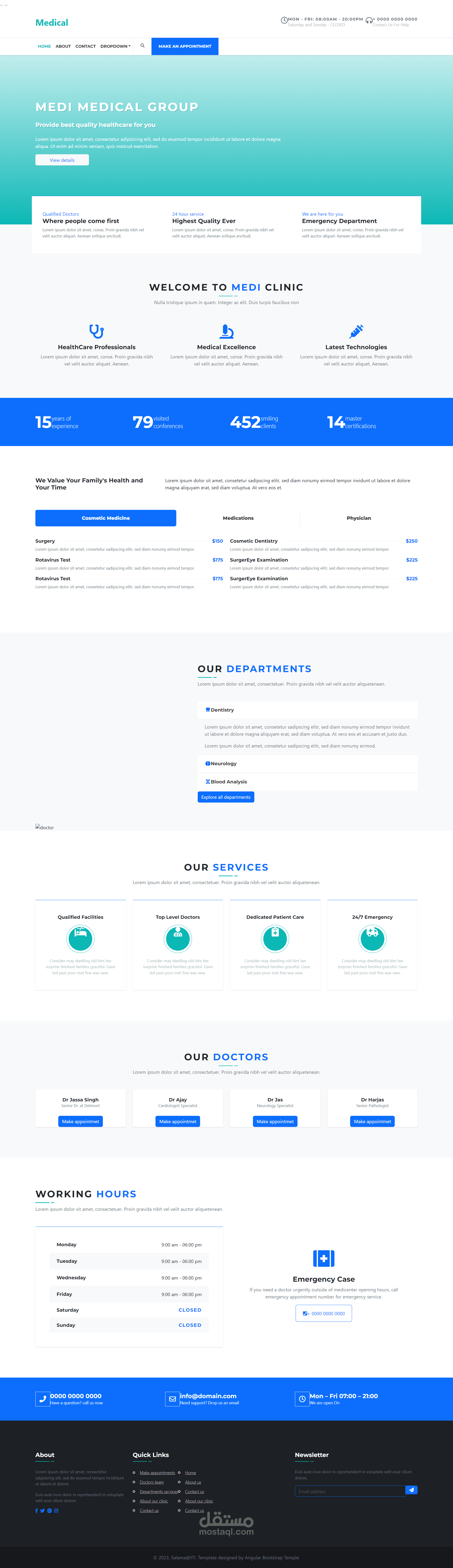 موقع طبي باستخدام Angular