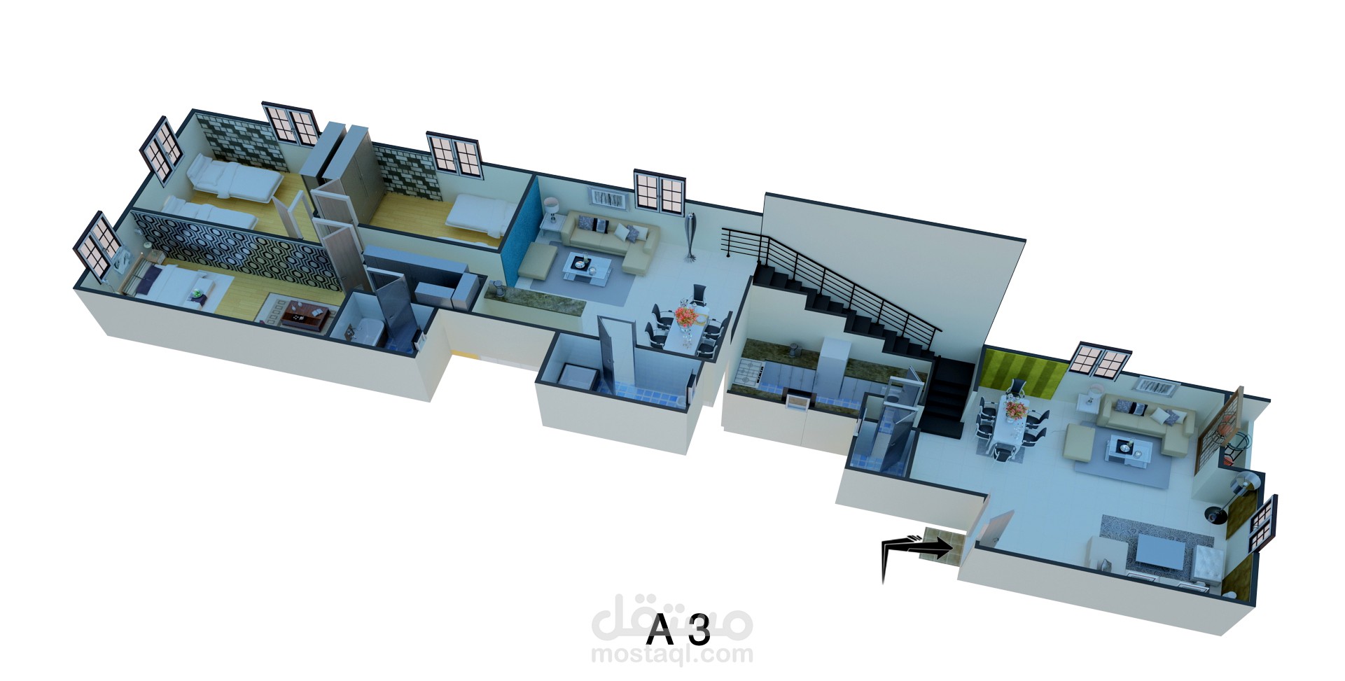 تصميم 3d  انتيريور لدوبلكس