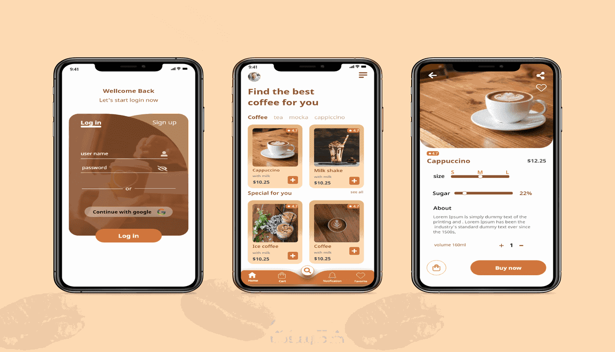 تصميم تطبيق coffee house