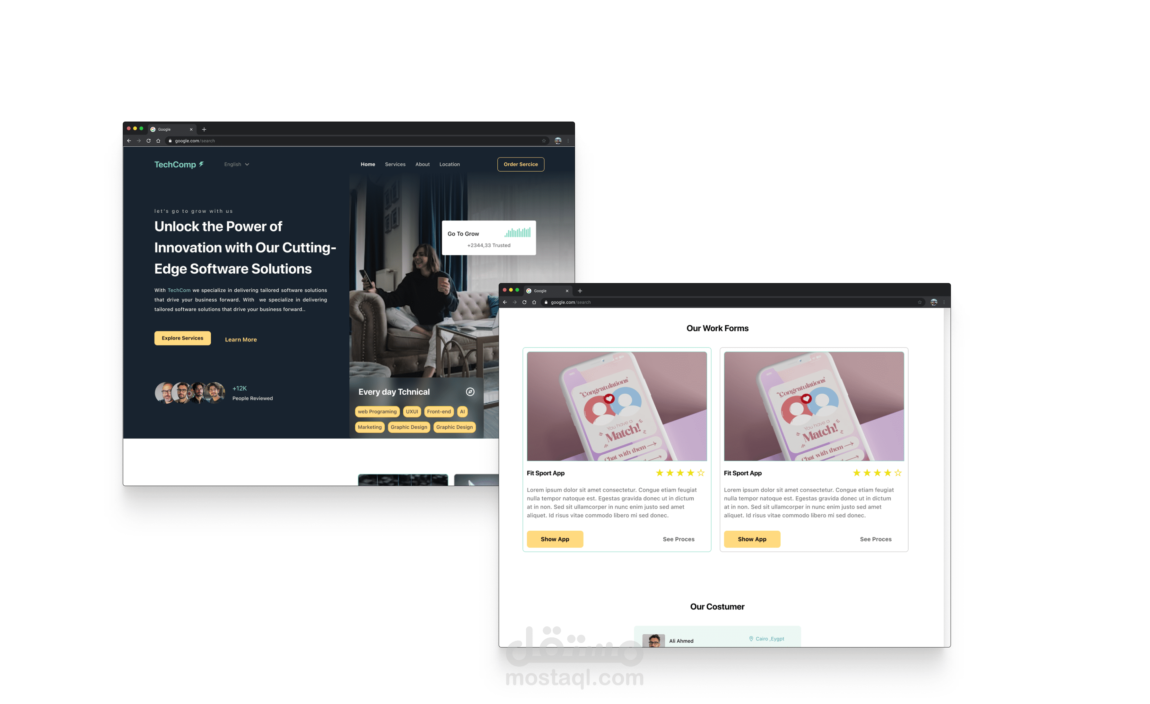 tech company landing page
