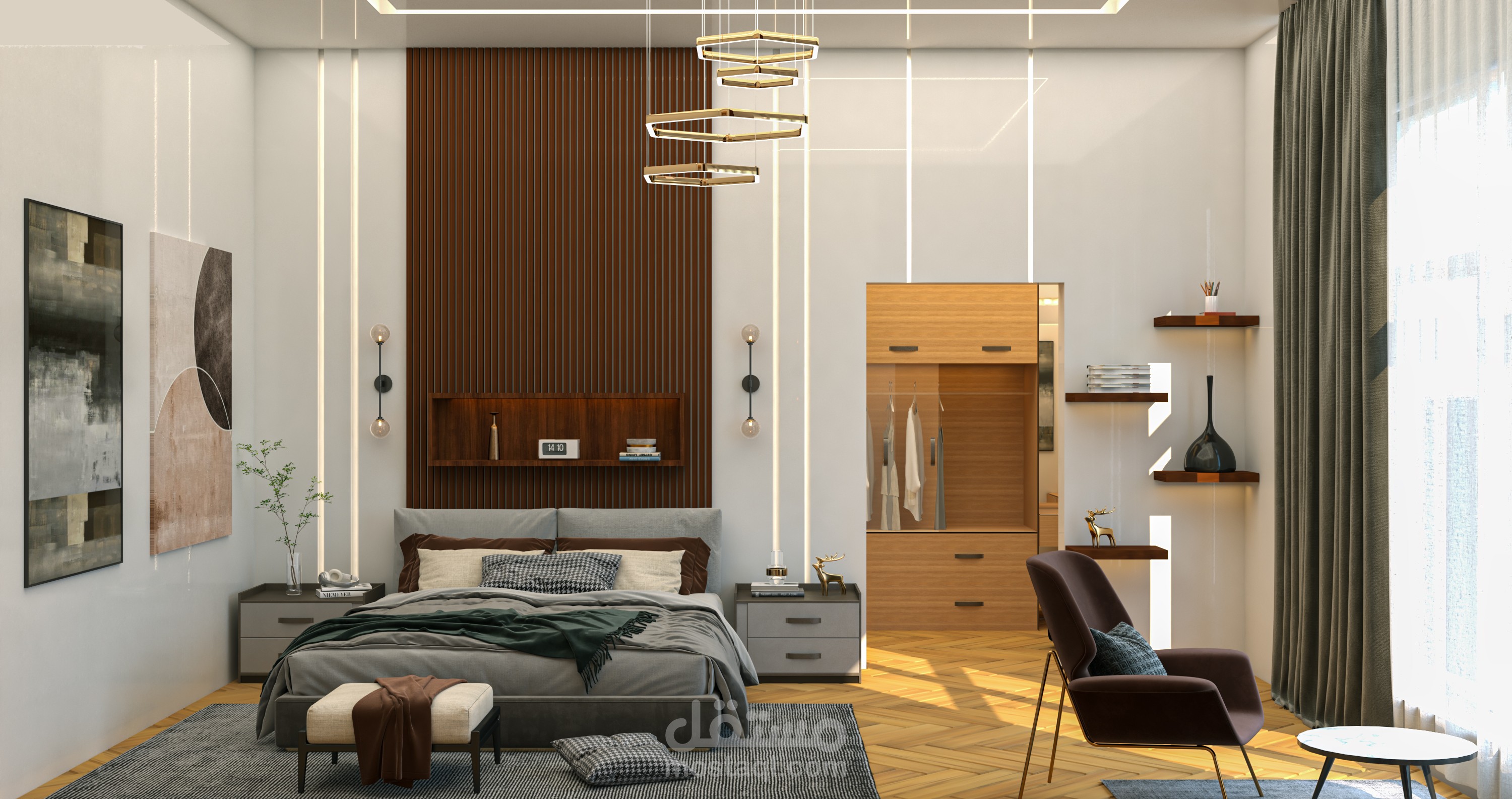 تصميم غرفة نوم رئيسية مودرن