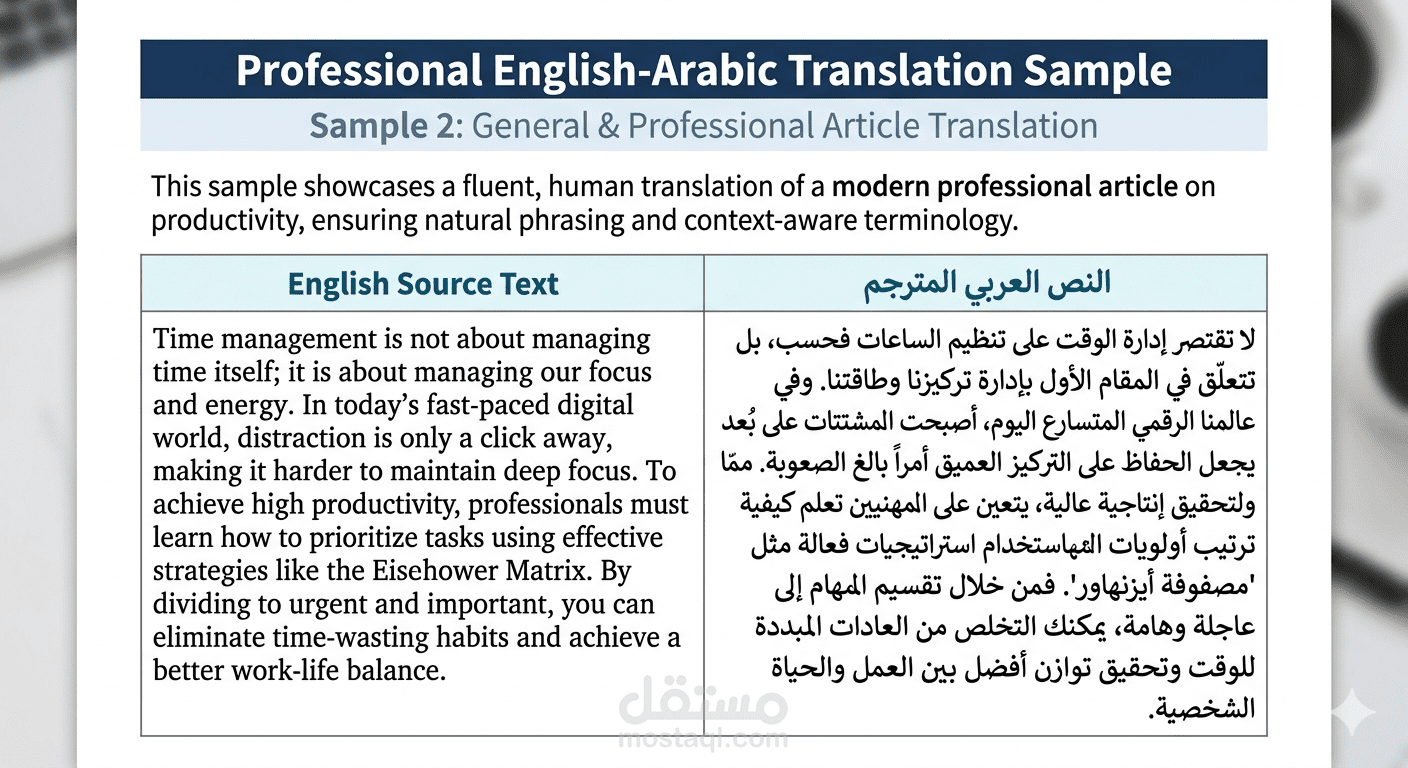 English to Arabic Content & Article Translation