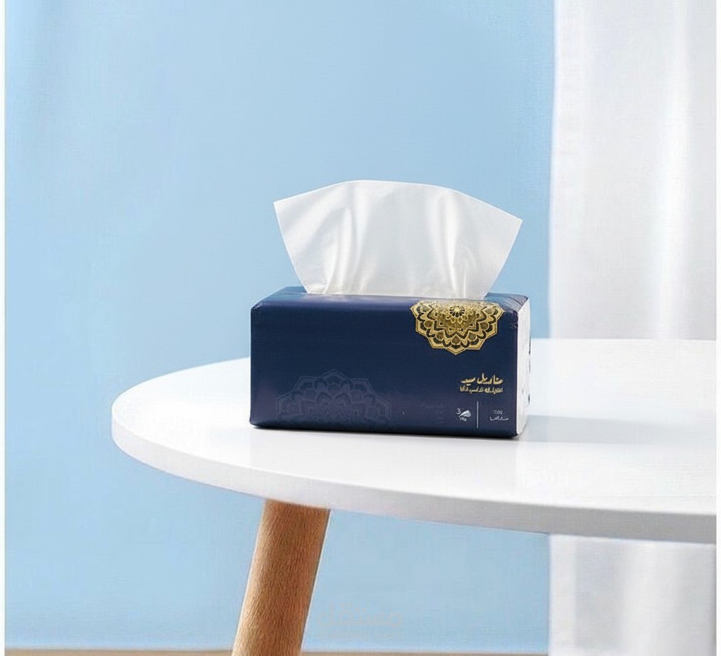 تصميم علبة مناديل لاحد الشركات الكبري في مجال التعبئة والتغليف