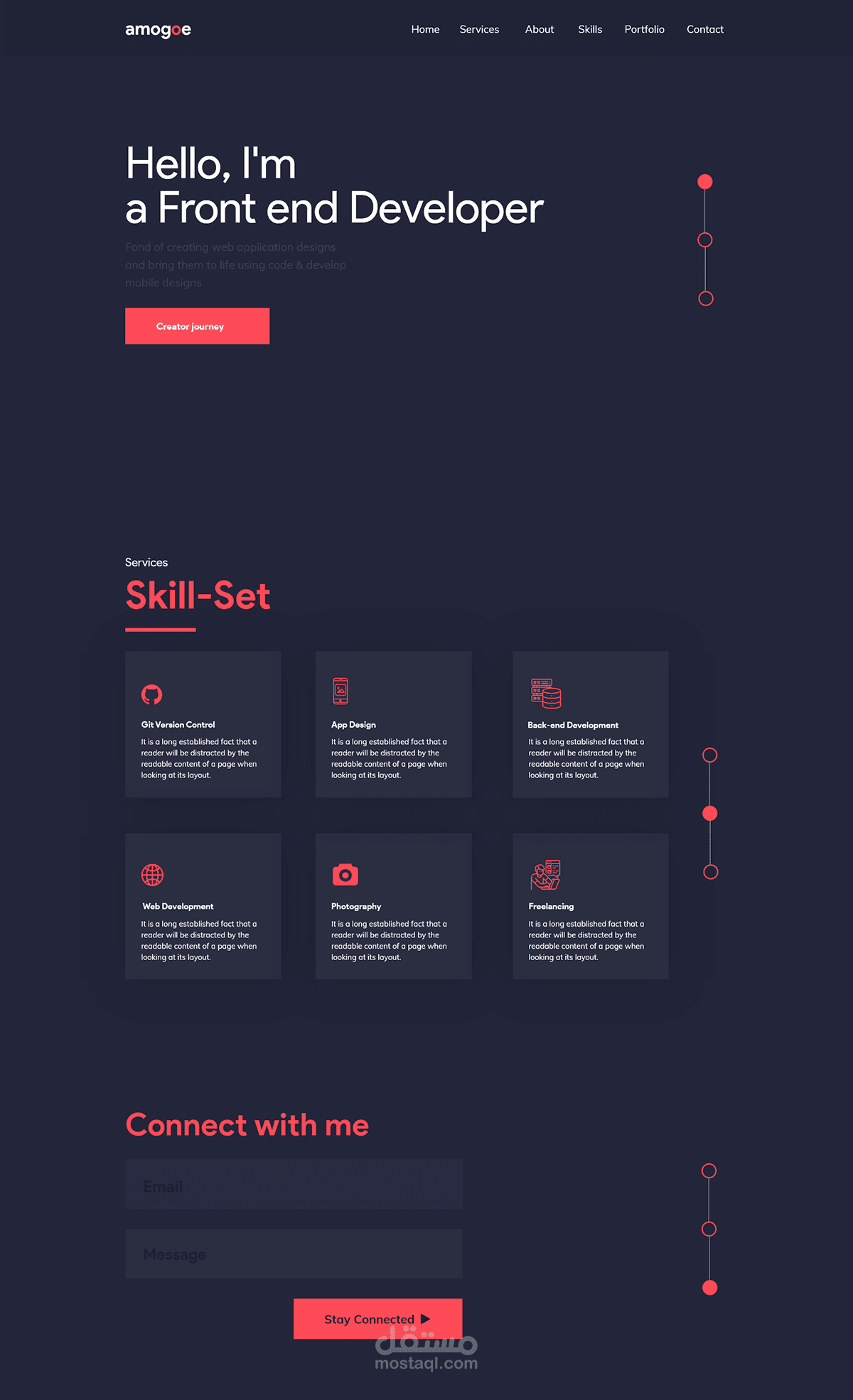 Portfolio website landing page