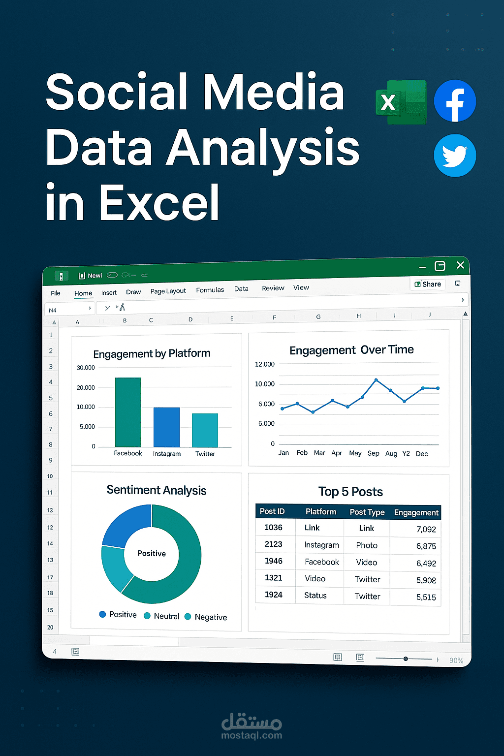 Analyze Social Media Engagementِ Using Excel