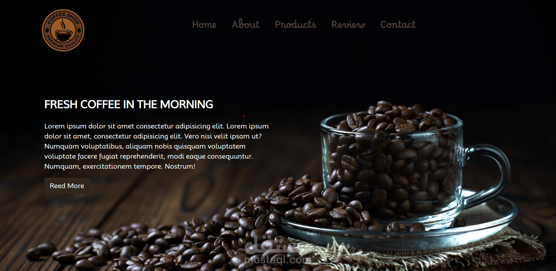 تصميم صفحة هبوط خاصcoffe shop