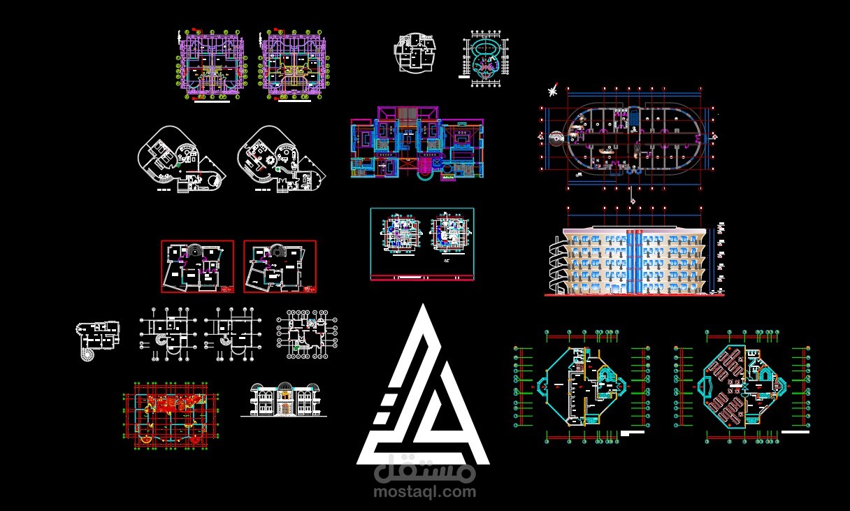 مجموعة فيلات سكنية قمت بتصميمها ومطعم وفندق
