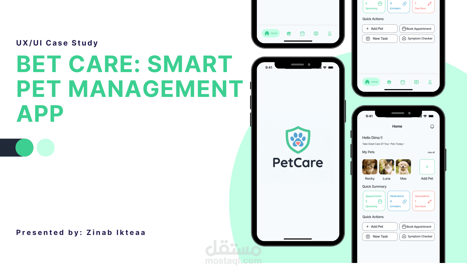 PetCare – تصميم تجربة وواجهة مستخدم لتطبيق رعاية الحيوانات الأليفة