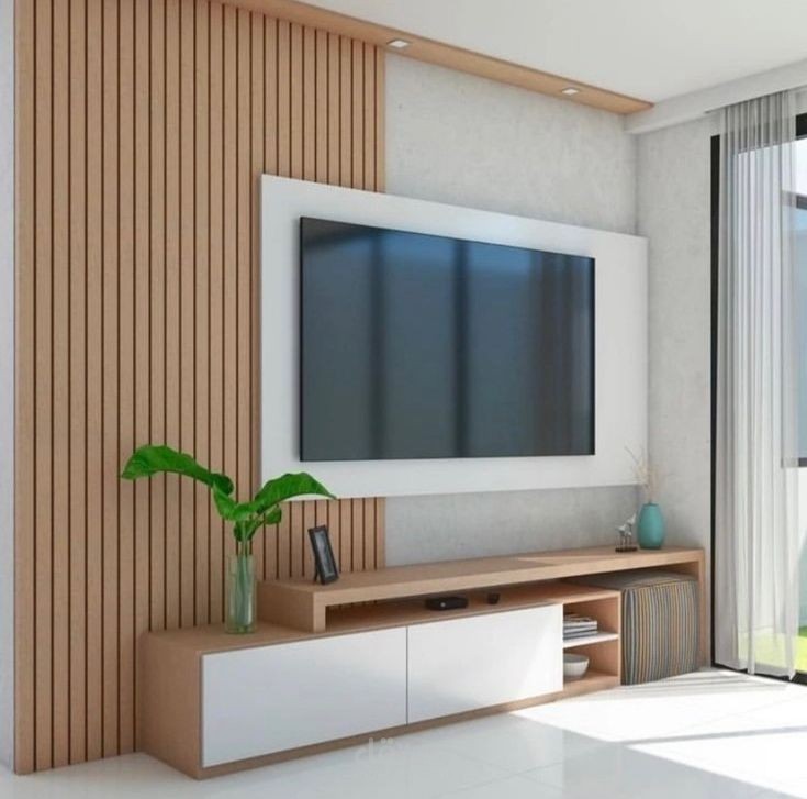 تصميم فراغ شاشة بأسلوب حديث لغرفة معيشة