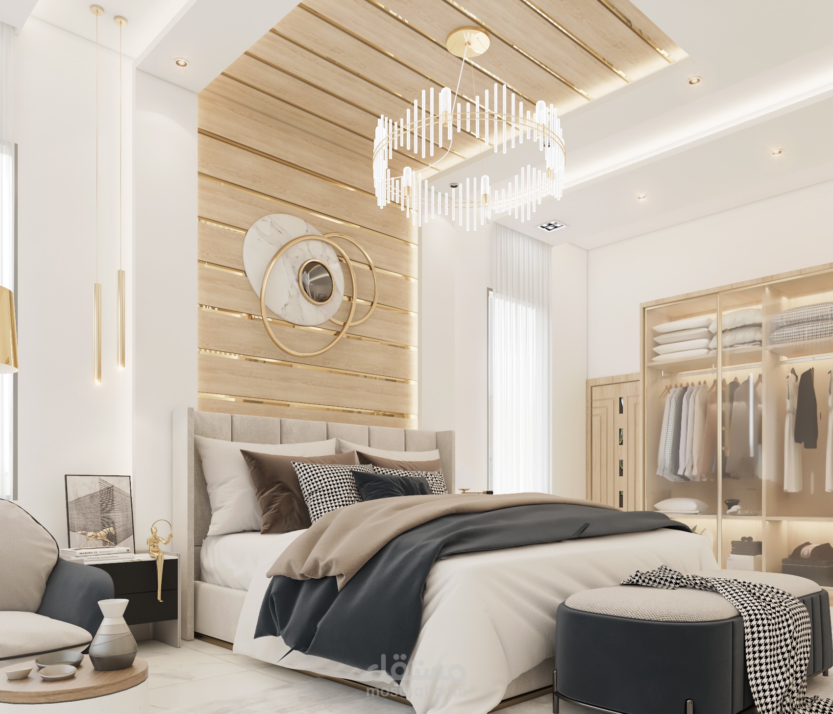 تصميم غرف نوم شباب مع الوان هادئة