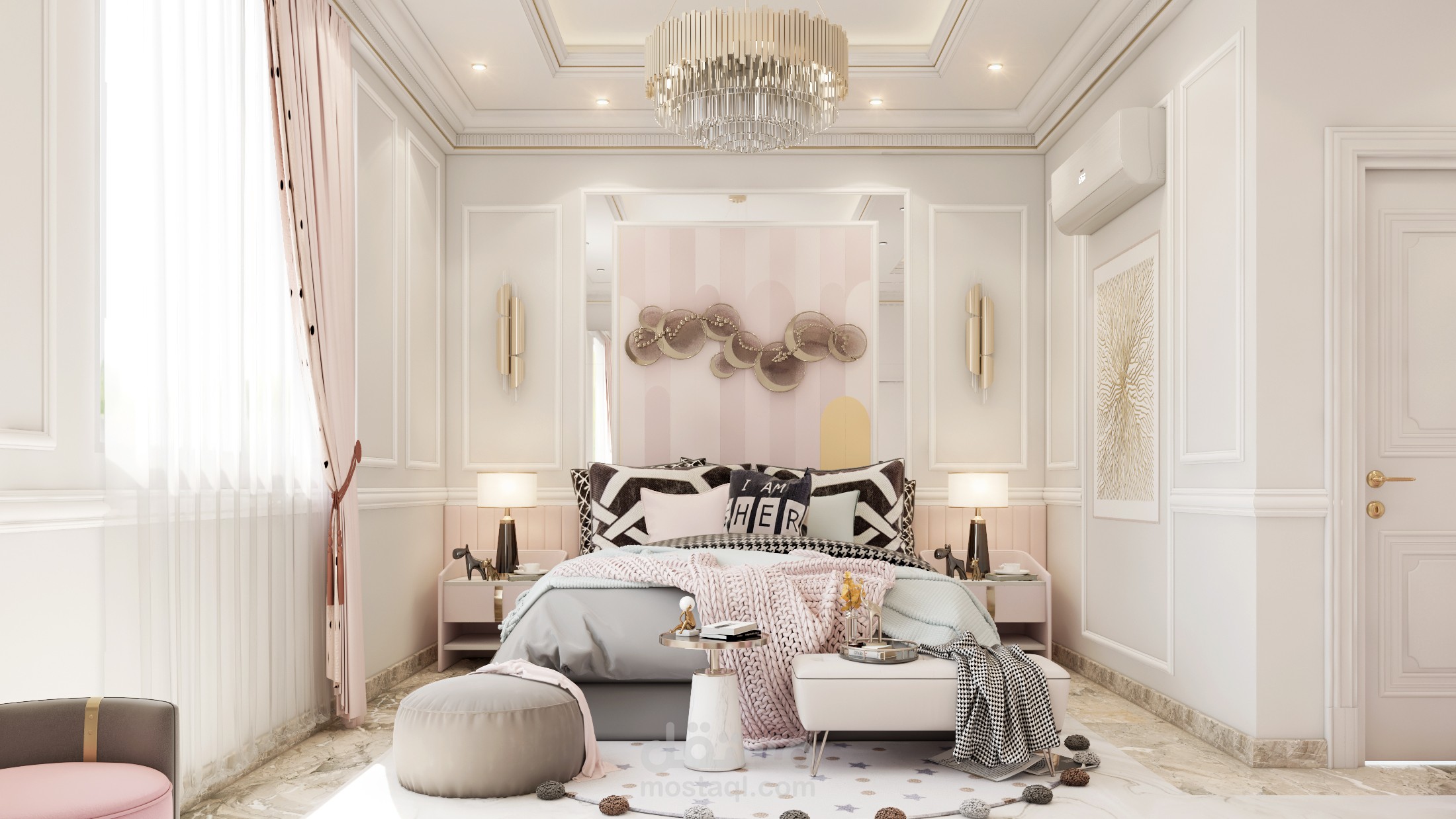 تصميم غرف نوم بنات على النمط الكلاسيك